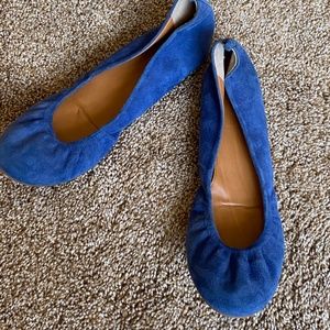 J Crew Suede Ballet Flats Slate Blue